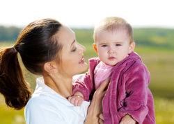 infant and her teacher outdoor